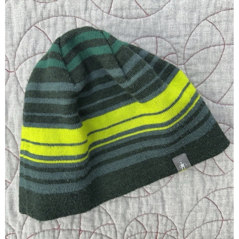 Smartwool Green Striped Merino Wool Blend Men's Beanie